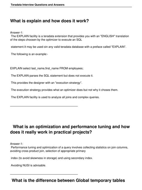 Image result for Teradata SQL Interview Questions