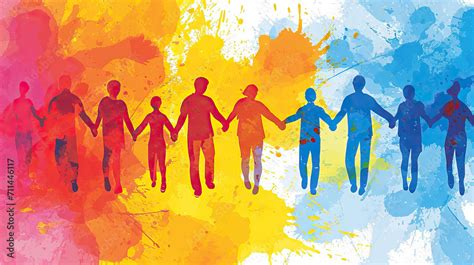 Human Unity: A Vector Background with Human Figures Joining Hands in ...