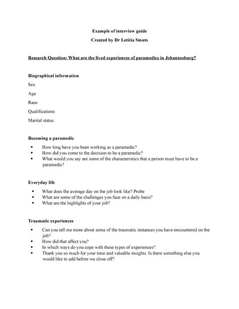 Image result for Interview Guide in Research Sample