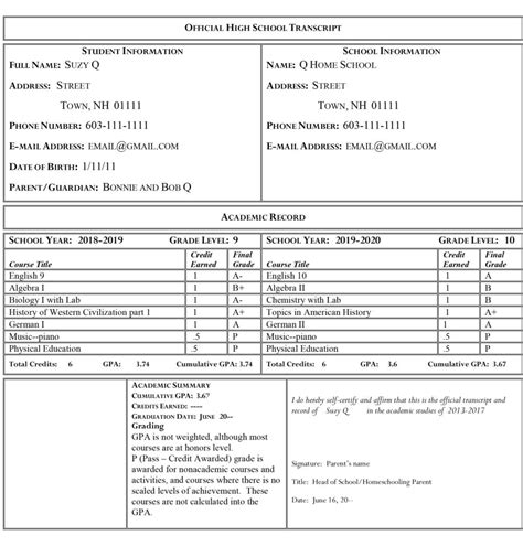 Image result for Grade Transcript. Sample