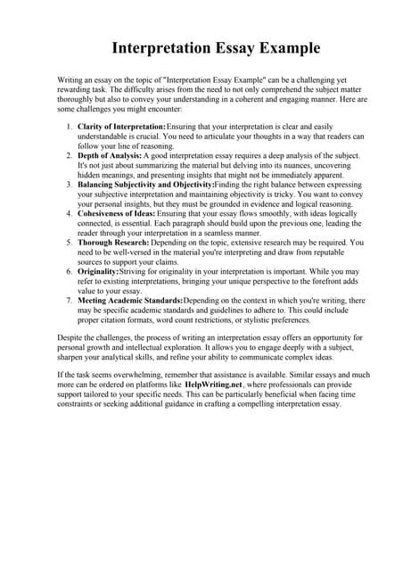 Image result for Interpretation Paper Example