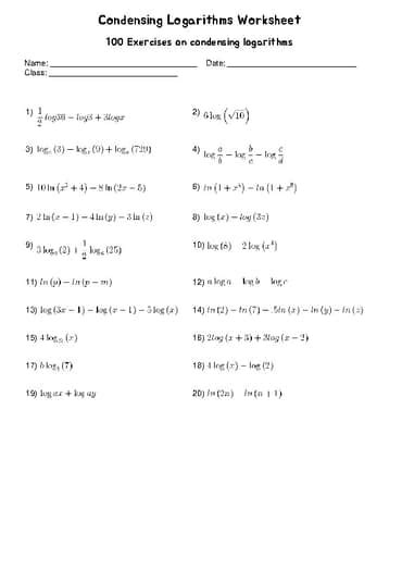 Image result for Expanding and Condensing Logarithms Math Lib Answer Key