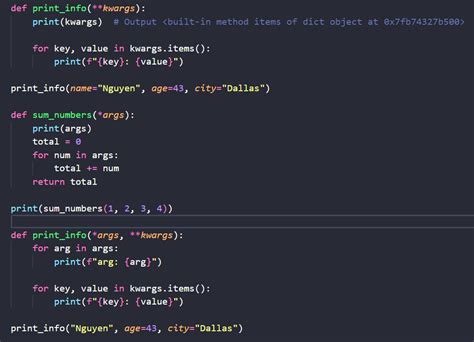 Toradh íomhá ar Difference Between Args and Kwargs Python
