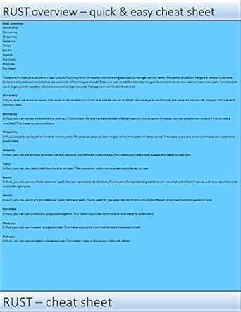 Image result for Rust Programming Language Cheat Sheet