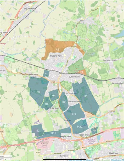 Image result for Basildon Borough Map