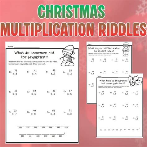 Résultat d’images pour Holiday Multiplication Riddle Worksheet