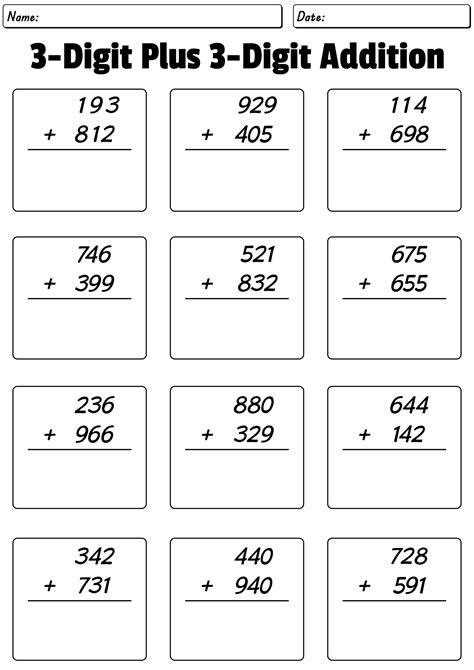 Image result for 3-Digit Addition Worksheets PDF