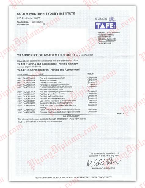 Image result for Advanced Diploma Transcript