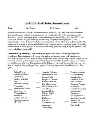 Training Program Proposal Example に対する画像結果
