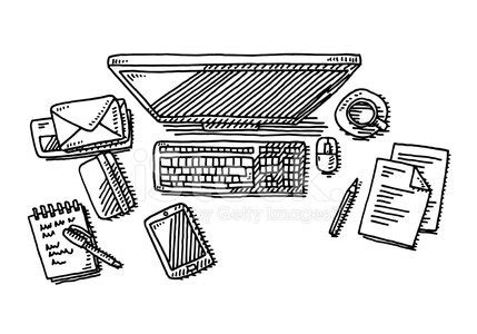 Image result for Desk and Computer Drawing