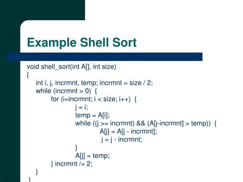 Image result for Example of Shell Sort