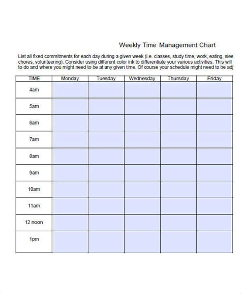 Image result for Free Time Management Chart
