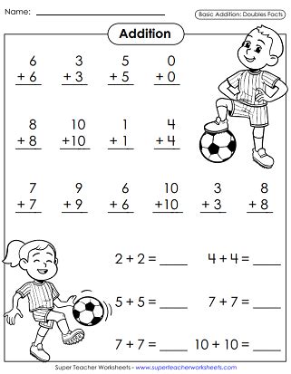Image result for First Grade Math Worksheets Doubles