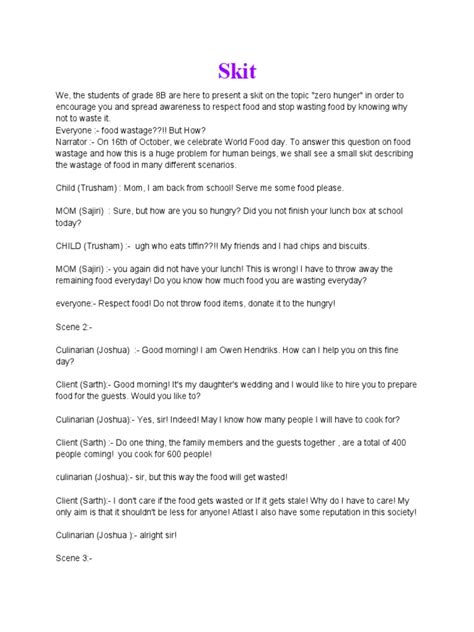 Image result for Skit Script Example