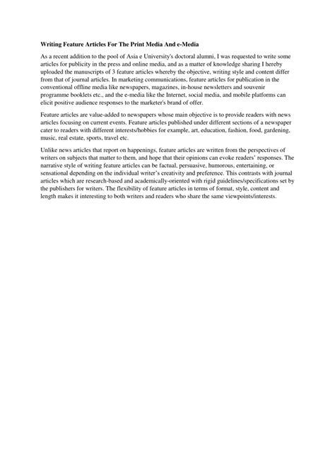 Toradh íomhá ar 3 Paragraph Feature Article Example