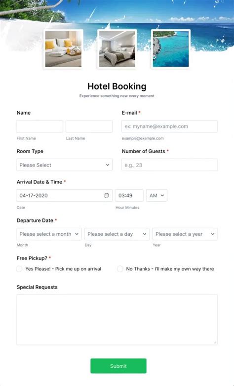 Hotel Reservation Form に対する画像結果