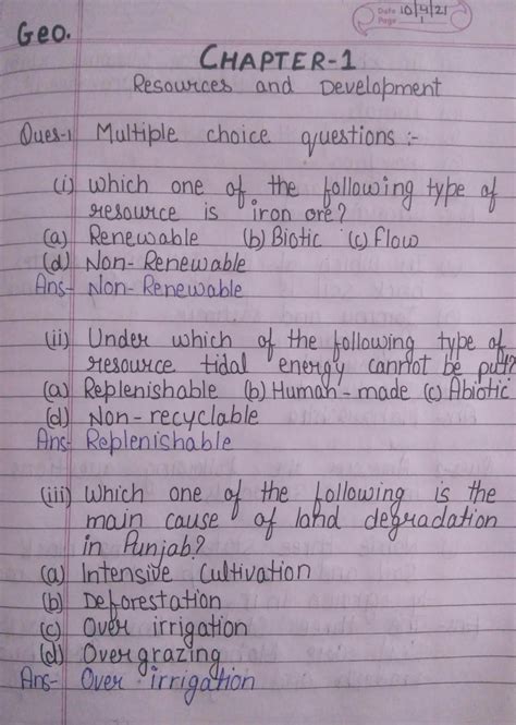 Toradh íomhá ar Class 10th Geography Chapter 1 Exercise