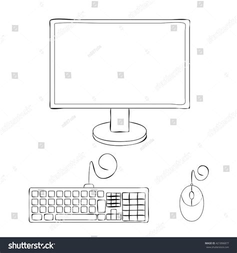 Monitor with Keyboard Mouse and CPU Box Drawing に対する画像結果