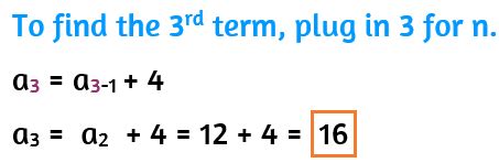 Afbeeldingsresultaten voor Recursive Rule for Arithmetic Sequence
