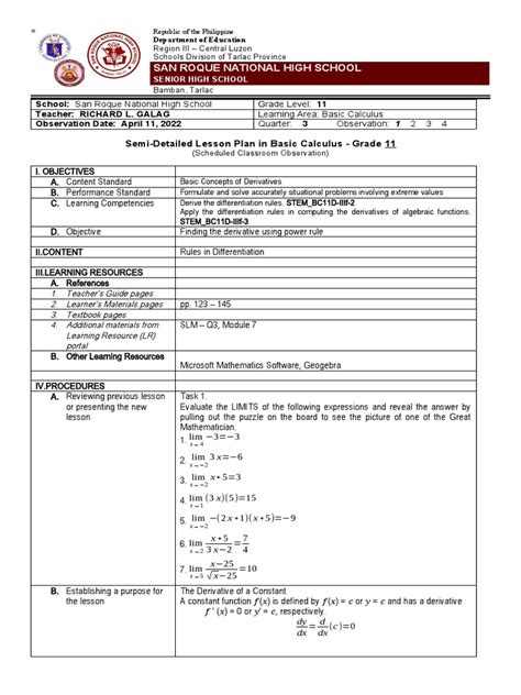 Image result for Deivative of a Function Lesson Plan