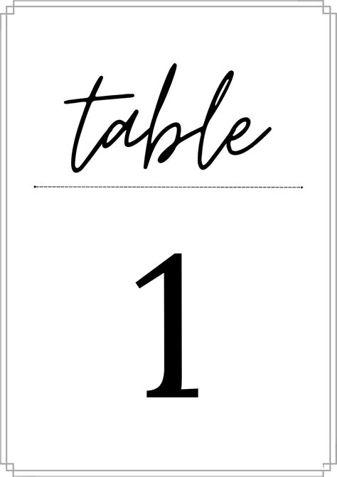Image result for Example of Table with Numbers Only One