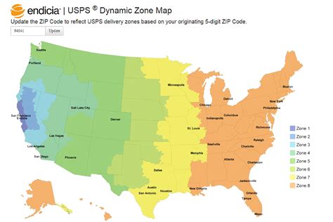 Image result for USPS Zip Code Zone Chart