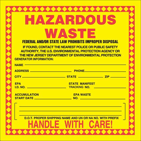 Toradh íomhá ar Hazardous Waste Disposal Label Example