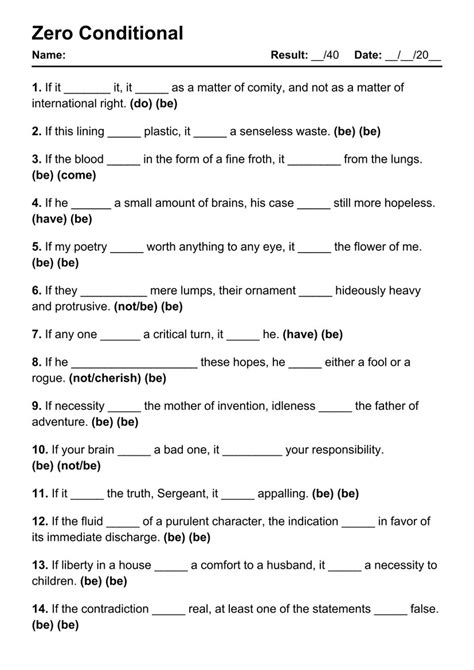 Image result for Zero Conditional Worksheet.pdf