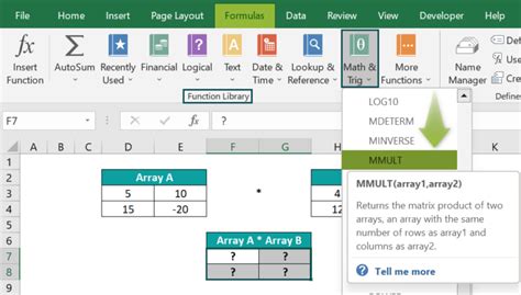 Image result for Excel Matrix Formula