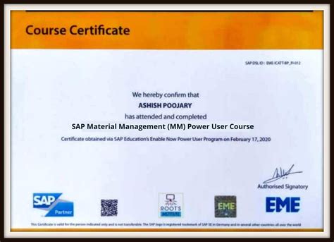 Image result for SAP mm Module Course Completion Certificate