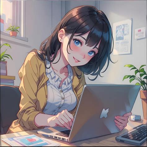 Image result for Anime Characters with Computer