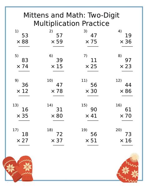 Afbeeldingsresultaten voor Double-Digit Multiplication Worksheets and Answers