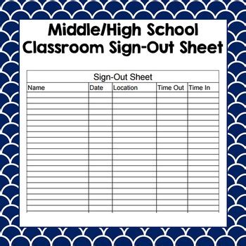 Classroom Sign Out Sheet Rpintable に対する画像結果