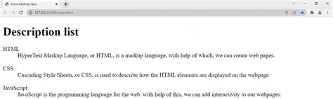Image result for Description Box in HTML