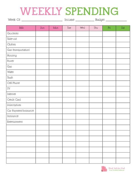 Image result for Printable Daily Expense Worksheet
