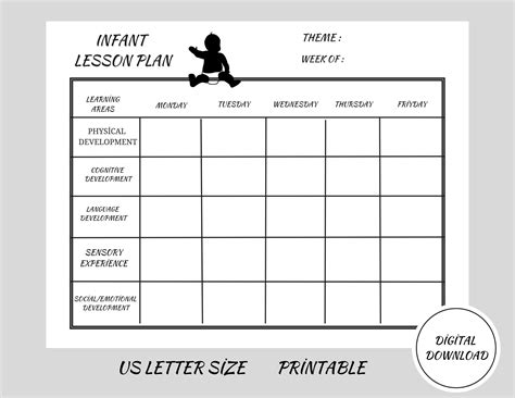 Infant Weekly Lesson Plan-black & White, Construction Printable Infant ...