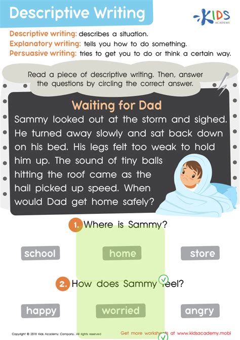 Toradh íomhá ar Descriptive Writing Worksheets