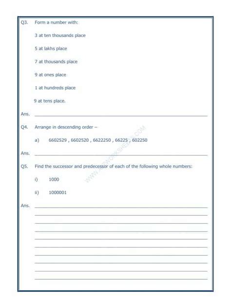 Image result for Large Numbers Class 5 Worksheet