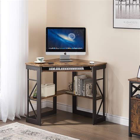 Image result for Corner Computer Desk with Keyboard Tray