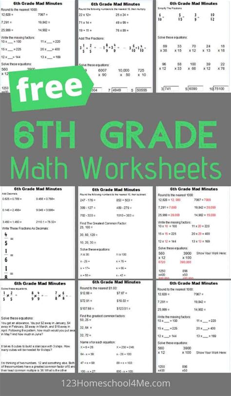 Image result for Math Worksheets for 6th Grade