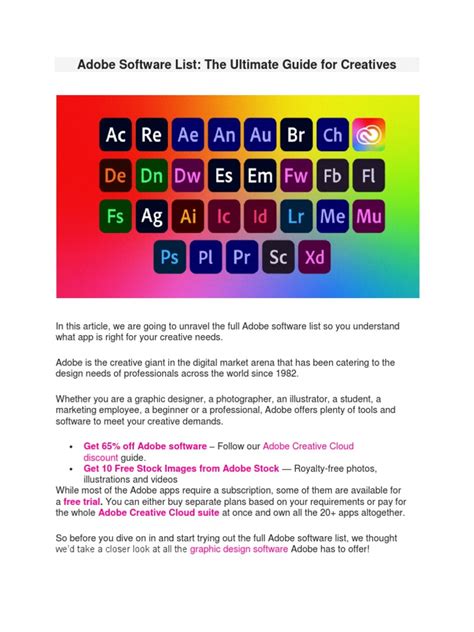 Afbeeldingsresultaten voor Adobe Programs List