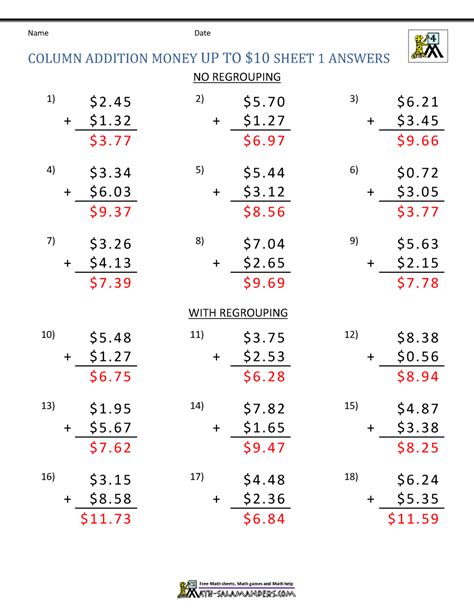 4th Grade Math Worksheets Addition に対する画像結果