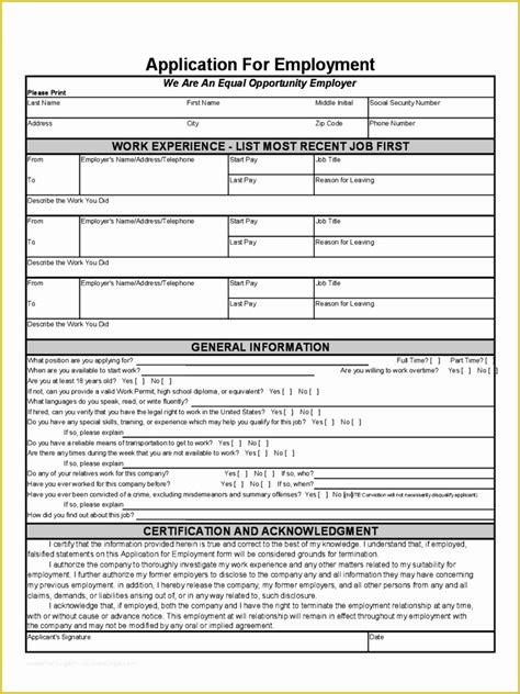 Image result for Basic Job Application Form Template
