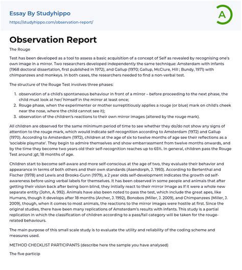 Image result for Example of Observation Paper