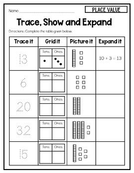 Afbeeldingsresultaten voor First Grade Place Value Packet