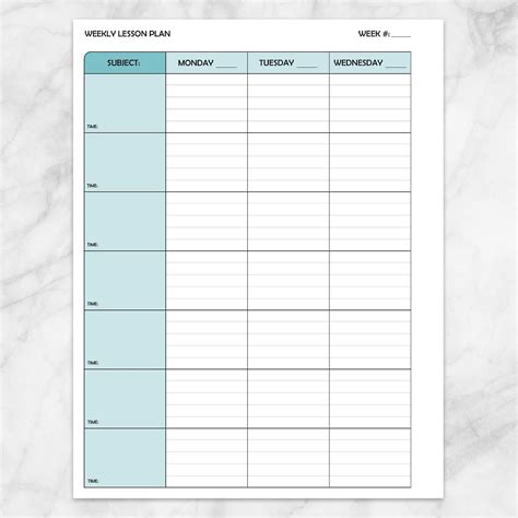 Image result for Weekly Lesson Planner Template