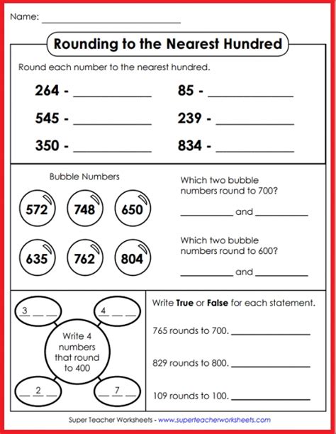 Image result for 3rd Grade Math Worksheets Rounding