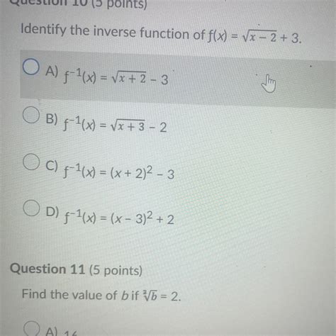 Image result for Inverse Function Test Question