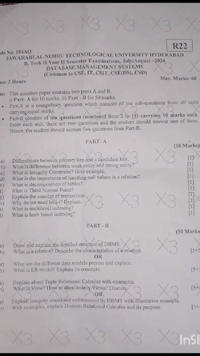 Image result for JNTUH Data Structures Question Paper