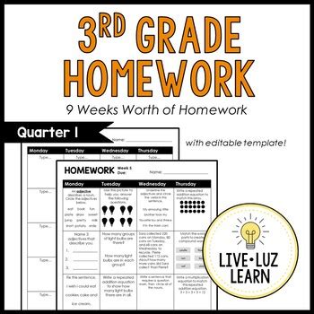 Image result for 3rd Grade Weekly Homework Sheet Answer Key